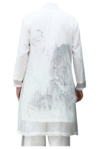 Custom made cotton linen long shirt men's Han suit Tang suit meditation suit Chinese style linen men's suit ancient costume ancient fairy airway robe Kung Fu SHIRT CREW drama suit hand-painted Tang suit SKF004 side view
